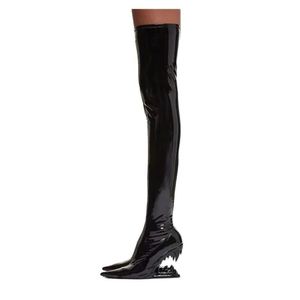 Botas Largas De Mujer Big Size Stocking Tube Shark Tooth Lady Over the Knee Thigh High Boots for Women - Product Image 2