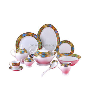 Vaisselle en céramique Art traditionnel Design <span class=keywords><strong>sheba</strong></span> Éthiopien Service de table en porcelaine 48 pièces - Product Image 3