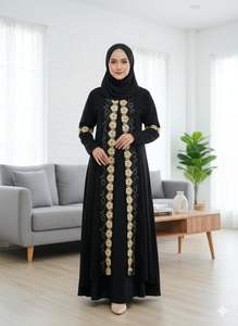 Nueva Túnica Bordada Musulmana de Oriente Medio, Ropa Islámica para Mujer, Abaya Abierta, Abaya Modesta de Oriente Medio para Ramadán y Eid - Product Image 3