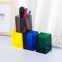 Boîte d'organisateur de stylo rectangulaire en acrylique coloré deux-en-un de bureau de haute qualité