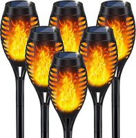 Lampe solaire à effet flamme, lampadaire de jardin extérieur étanche, lampe de paysage à effet de feu vacillant, lumière solaire pour allée
