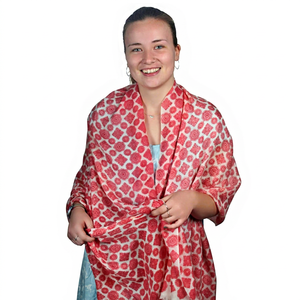 กล่องสีแดง Pashmina สำหรับผู้หญิง-Handmade Shawl Wrap Elegant รูปแบบ - Product Image 1