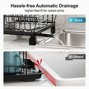 Nhà máy tùy chỉnh nhỏ gọn món ăn Kệ nhà bếp truy cập hoặc trong bồn rửa món ăn nhỏ <span class=keywords><strong>drainer</strong></span> với đồ dùng chủ và cống Spout món ăn giá - Product Image 4