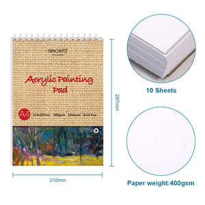 SINOART Blocco per Pittura Acrilica <span class=keywords><strong>A4</strong></span> 21x30 cm, 10 <span class=keywords><strong>Fogli</strong></span>, Rilegatura a Spirale, Carta 400g/m2 per Pittura Acrilica - Product Image 2