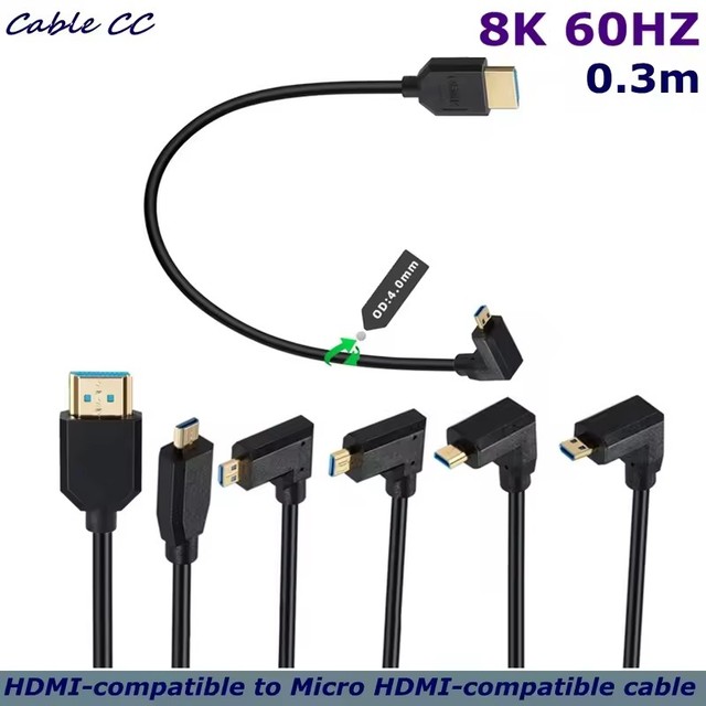 30cm Good quality 90 Degree Angle Micro -Compatible 2.1 8K 60Hz 4K 120Hz 48Gbps Splitter HDR10+ Video TV Box PS5 HD Cable