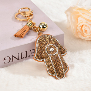 Portachiavi con Ciondolo a Moschettone a Forma di Mano di Fatima Turca Portafortuna, Occhio di Allah in Cristallo, Albero della Vita, Smalto Blu, Leggero, 3D, alla Moda - Product Image 3