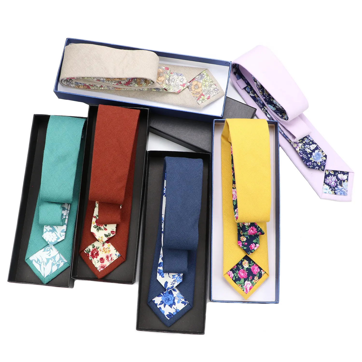 Fashion Two-sided designs Wedding Tie For Men Fashion Plain Color With Floral Bridegroom Groomsman Necktie