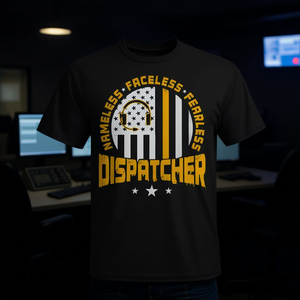 T-shirt Dispatcher Thin Yellow Line a maniche corte unisex girocollo con stampa serigrafica per attività promozionali - Product Image 3