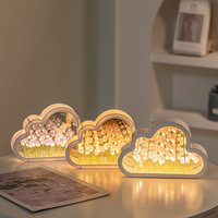 Miroir nuage créatif pour le bricolage, cadeau de Noël, ornement fait à la main, lampe de table LED, veilleuse