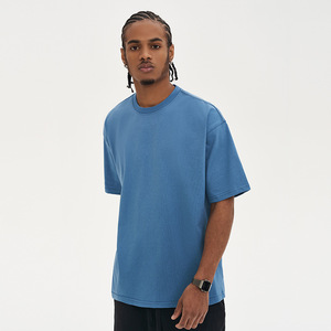 280G Heavy Cotton Round Neck Short Sleeve Men Solid Color Loose American T-shirt Summer Men's FOG Clothes Bottoming Shirt - Product Image 3