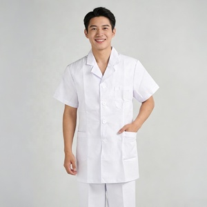 <span class=keywords><strong>Camice</strong></span> Medico Estivo a Maniche Corte Bianco con Logo OEM ULTAC, Design Unisex, Giacca Lunga per Studenti di Medicina e Laboratorio - Product Image 1