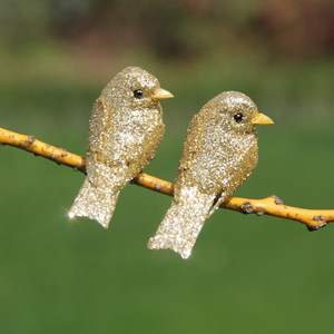 12 Piezas de Aves Artificiales de Espuma con Purpurina Dorada, Mini Aves para Adornos de Árbol de Navidad, Aves Vívidas con Clip para Bodas, Hogar, Jardín, Fiestas - Product Image 3