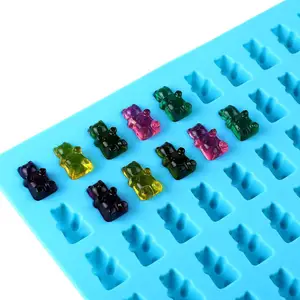 2023 Mini Bear Shape 50 Cavity Silicone Mold For Pet Chocolate Jello Gummy Candy Custom Cartoon Bear Silicone Baking Mold