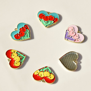 Heart Shape <b>Tulip</b> Flower Pendant Zinc Alloy Enamel For Necklace Making DIY Jewelry Findings Components <b>Red</b> Green Pink - Product Image 3