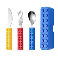 Ensemble de couverts pour enfants en acier inoxydable avec boîte de rangement, fourchette, cuillère et couteau
