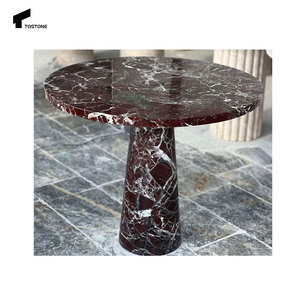 Tostone <span class=keywords><strong>Vintage</strong></span> <span class=keywords><strong>Rosso</strong></span> lucido Levanto <span class=keywords><strong>tavolo</strong></span> rotondo in marmo per Hotel appartamento casa soggiorno decorazione cucina - Product Image 3