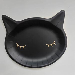 Nouvelles assiettes en papier roses à motif de chat, jetables, pour gâteaux, pour fête d'anniversaire - Product Image 4