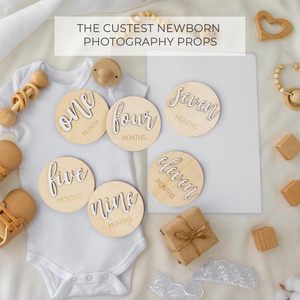 Círculos de madera Milestone para marcar los meses de bebés recién nacidos, tarjetas de hitos, marcadores de meses, discos para niños y niñas. - Product Image 2