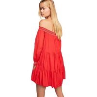 Robe courte à épaules dénudées pour femme, style bohème européen, broderie florale écologique, Sweet Natural Eco-Friendly de Free People