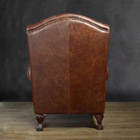 Luxus American Vintage Chesterfield Rücken Sessel High Tufted Button Rolled High Back Sofa Stuhl Echtes Leder für Schlafzimmer