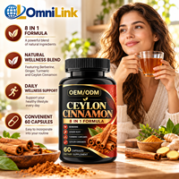 Fabricant de compléments alimentaires en marque blanche OEM ODM, formule 8 en 1 à base de cannelle de Ceylan, berbérine, gingembre et curcuma, 60 capsules