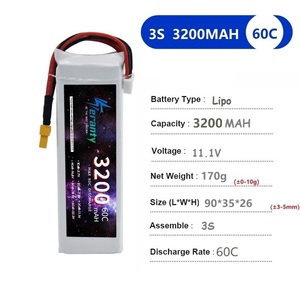 TERANTY 3S Solid State LiCoO2 Cathode 11.1V 3200mAh 60C RC C Racing Rechargeable Quadrotor <b>Accessories</b> 500 Cycles - Product Image 2