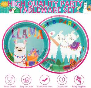 Hot Selling Disposable 9 X 9 Inches Llama Style Modern Paper <b>Plates</b> Kids Birthday Party Supplies for Appetizer Lunch Dinner - Product Image 3
