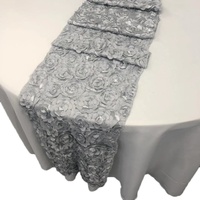 Décorations de table en lin 12 x 108 pouces, chemin de table à roses en relief pour mariage et fête