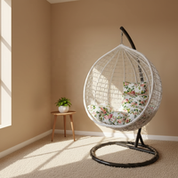 Fauteuil suspendu moderne en métal noir pour extérieur avec coussin à séchage rapide pour jardin, balcon et parc