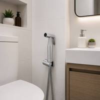 Set Bidet Genggam Warna Perak dari Baja Tahan Karat SUS304 untuk Air Dingin dengan Nozzle Semprot dan Kit Pembilas Jet