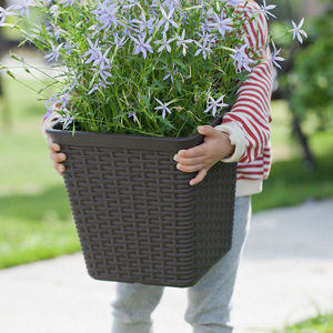 Pot de fleurs décoratif en rotin pour balcon extérieur P129, pot en plastique moulé par injection pour plantes - Product Image 2