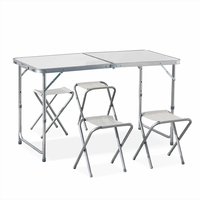 Portable En Aluminium Meubles Patio Jardin Table Pliable En Métal Camping Table Bbq Pique-Nique En Plein Air Table Pliante Et Chaises Ensemble