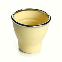 Bouteille pliable compacte en silicone avec bord en acier inoxydable, tasse à boire pour le thé, le café et l'eau