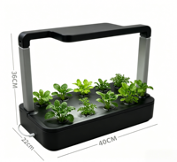 Kit Tanam Hidroponik Pintar 2 Tanaman untuk Herbal dan Buah di Rumah, Pompa LED 24W Timer 3 Mode Stand yang Dapat Diperpanjang