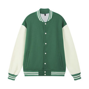 Color Block Drop Shoulder Baseball Jacket Custom Trendy Baseball <b>Work</b> Wear Coat Men Women Logo Clothing Customization - Product Image 4