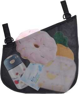 Confezione da 2 borse organizer universali per <span class=keywords><strong>passeggino</strong></span>, borsa laterale con tracolla antiscivolo, cinghie regolabili, portaoggetti in rete, colore nero - Product Image 4