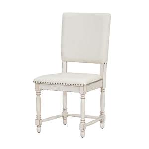 DB TOPMAX Cream Vintage Sillas de comedor tapizadas de 2 piezas tradicionales con respaldo acolchado - Product Image 5