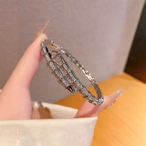 Pulsera de Diamantes con Forma de Serpiente, Oro y Plata, Joyería de Moda para Mujer, Regalo, Estilo de Alta Gama con Piedras Preciosas - Product Image 3