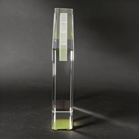 Trofeo de Cristal Neelpure 177997 con Base de Metal Dorado y Patrón de Bloques de Casa, para Premios Corporativos Inmobiliarios