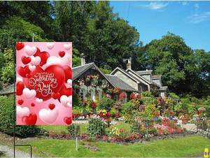 Drapeau de jardin en polyester imperméable double face avec cœurs de la Saint-Valentin, 12 x 18 pouces - Product Image 3