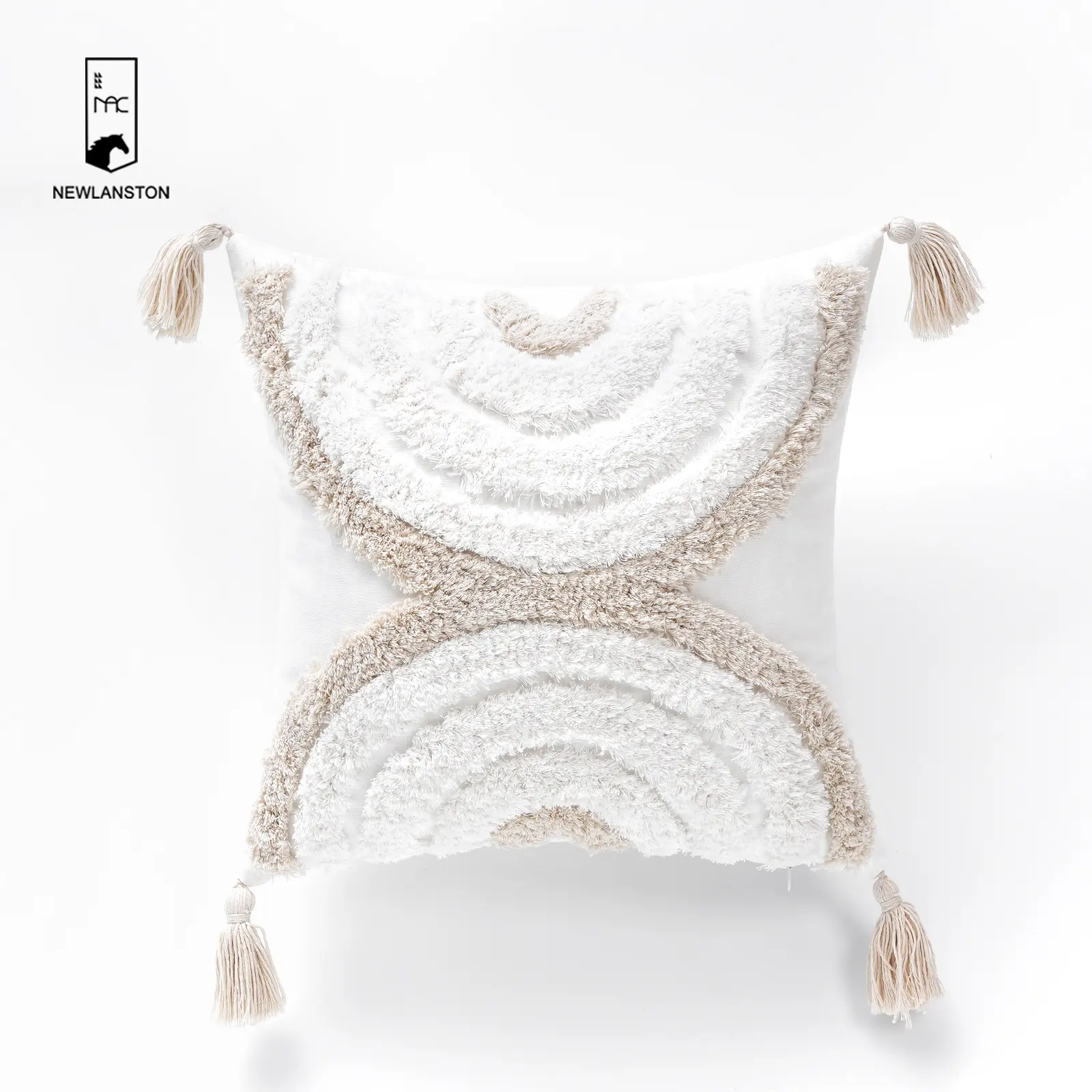 Funda de cojín con borlas de estilo bohemio para decoración del hogar, cubierta de almohada con borlas de estilo marroquí, color marrón, 45x45