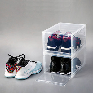 Modern Design Bedroom Foldable Plastic Shoe Organizer Stackable Storage Box With Custom Logo