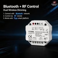 100~240VAC 1CH*1.5A y Controlador de Intensidad Triac RF Push AC S1-B(WB) (Aplicación Tuya)
