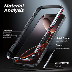 Custodia Protettiva in Metallo Luphie per iPhone 17 Air 16 15 14 13 12 <span class=keywords><strong>11</strong></span> <span class=keywords><strong>Pro</strong></span> <span class=keywords><strong>Max</strong></span> 16 Plus 13 12 Mini, Cornice in Alluminio - Product Image 3