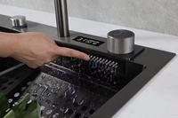 Évier de cuisine intelligent côté gauche, multifonctionnel, à cuve unique, surface polie, design moderne, robinet, évier en acier inoxydable 304