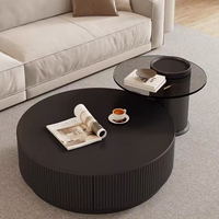 Luxuriöser Couchtisch im italienischen Design, Runder Marmor-Beistelltisch mit Stauraum für Kleine Wohnungen