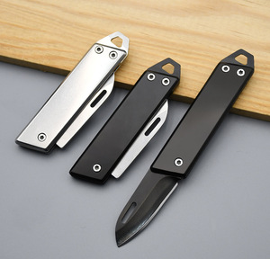 มีดพับแบบ Drop Point ใบมีดสแตนเลส ด้ามจับสแตนเลส มีดพกพา EDC อุปกรณ์กลางแจ้ง - Product Image 5