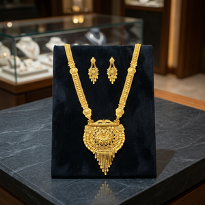 Venta al por mayor de joyería de moda 14K 18K 24K Micro chapado en oro largo, formando collares largos, conjunto de joyería larga de diseño floral tradicional - Product Image 5