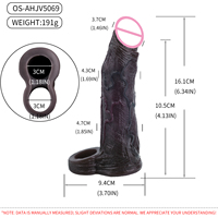 ORALSX Manchon vibrant noir pour l'agrandissement du pénis, Fournisseur en gros de jouets sexuels pour adultes, Extenseur de pénis à 10 vitesses de vibration pour hommes