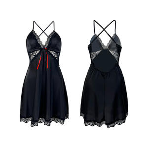 Haute qualité été Satin chemise de nuit élégante dentelle confortable taille élastique fermeture arc poitrine détail esthétique <span class=keywords><strong>vacances</strong></span> Style-897 - Product Image 5